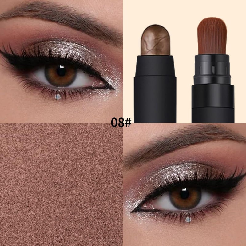 Hxssll Shimmer Eyeshadow Stick –Mocha Taupe Dual-Ended Creamy Pearl Eye Shadow Pencil with Built-In Smudger, Waterproof Long-Lasting High Pigment Eye Makeup for Smooth Glide 08# - Image 3